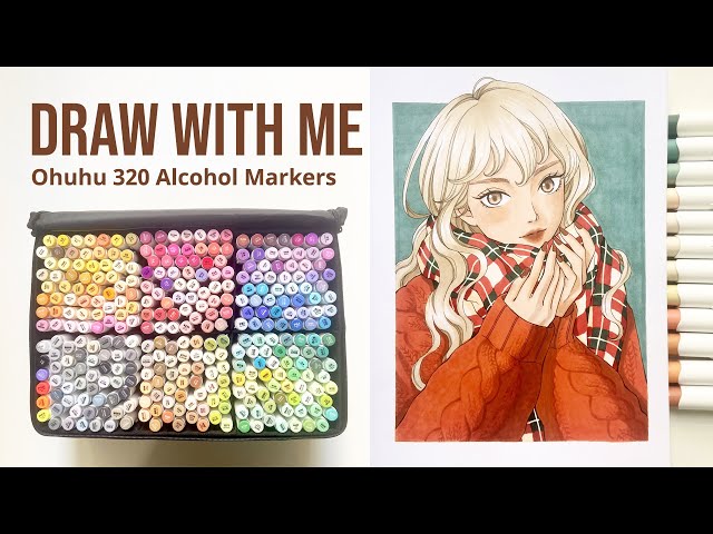 🍒 Draw with me / Marker Art Winter girl Process / Ohuhu 320 Alcohol  Brush Markers Review 